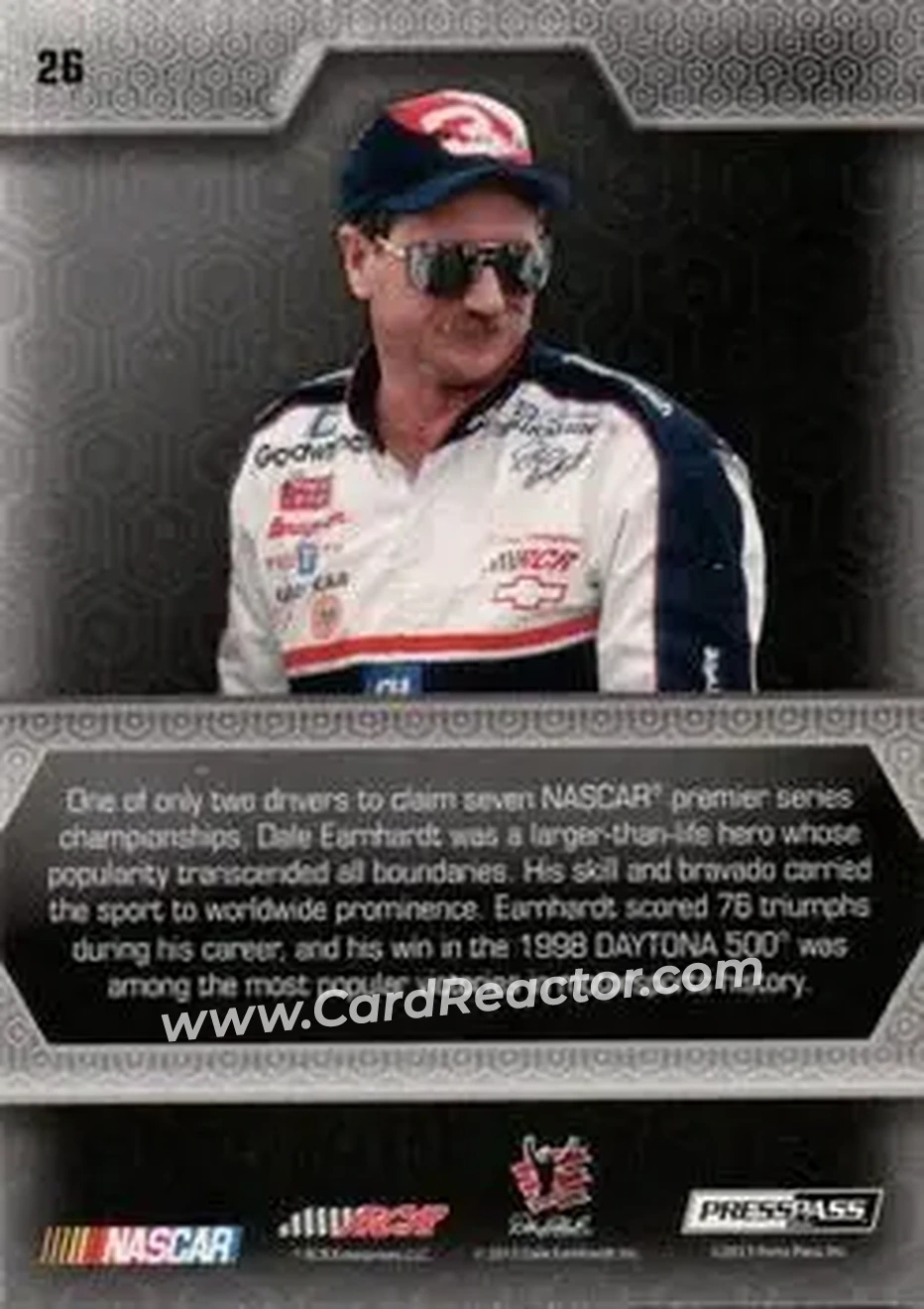 2014 Press Pass Five Star #26 - Dale Earnhardt Sr. - Richard Childress Racing - Back