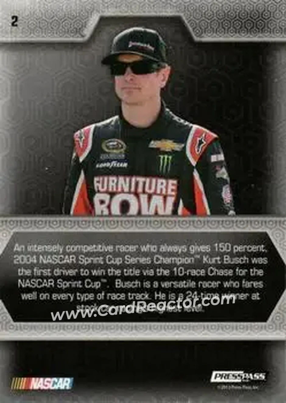 2014 Press Pass Five Star - Holofoil #2 - Kurt Busch - Furniture Row Racing - Back