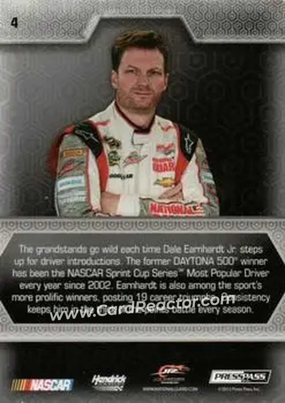 2014 Press Pass Five Star - Holofoil #4 - Dale Earnhardt Jr - Hendrick Motorsports - Back