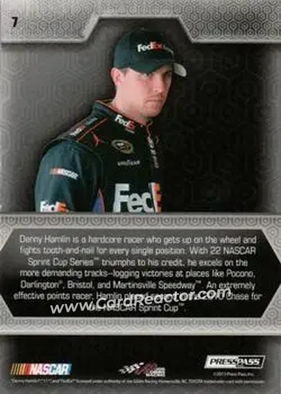 2014 Press Pass Five Star - Holofoil #7 - Denny Hamlin - Joe Gibbs Racing - Back