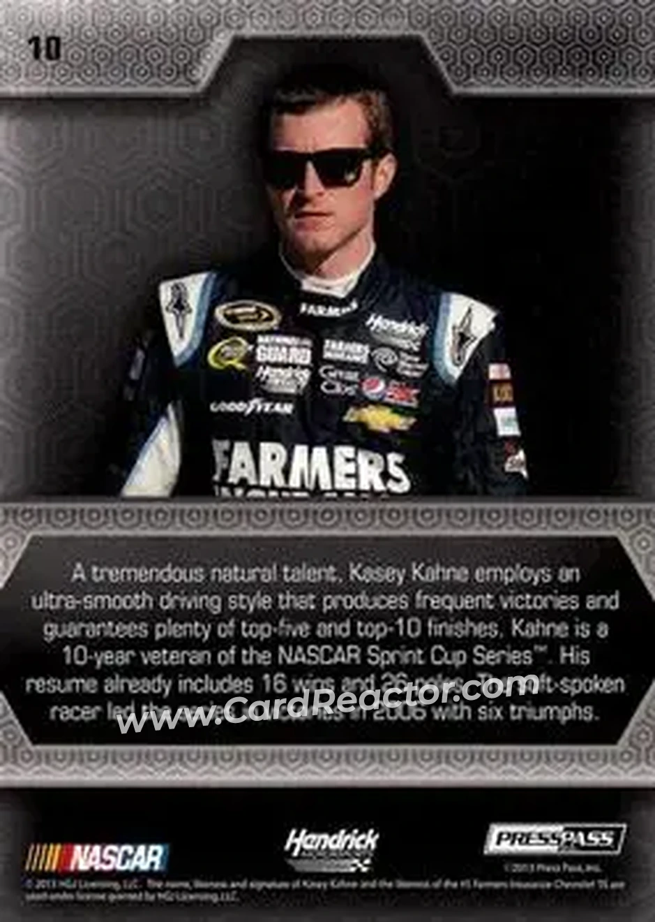 2014 Press Pass Five Star - Holofoil #10 - Kasey Kahne - Hendrick Motorsports - Back
