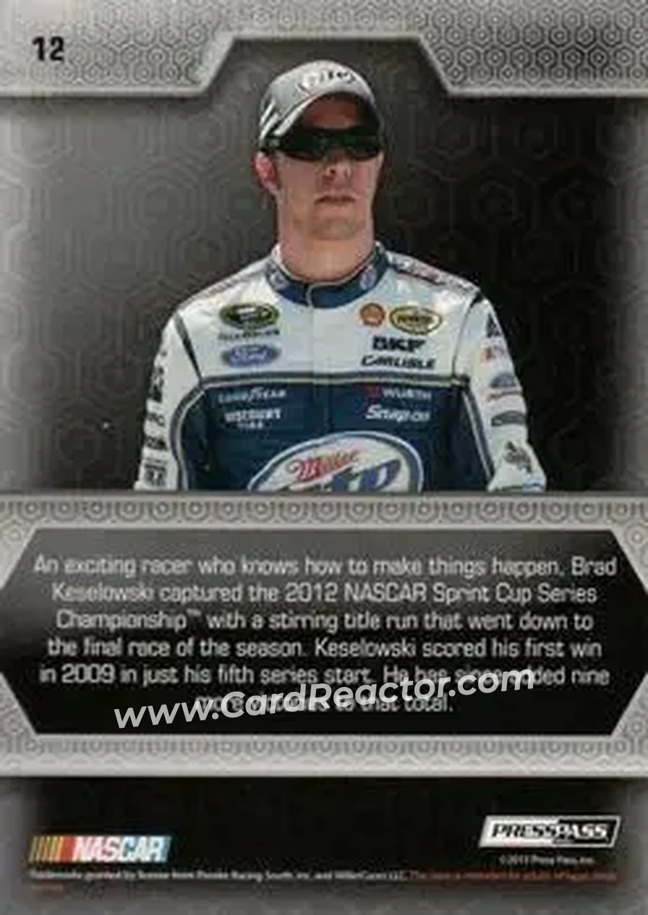 2014 Press Pass Five Star - Holofoil #12 - Brad Keselowski - Team Penske - Back