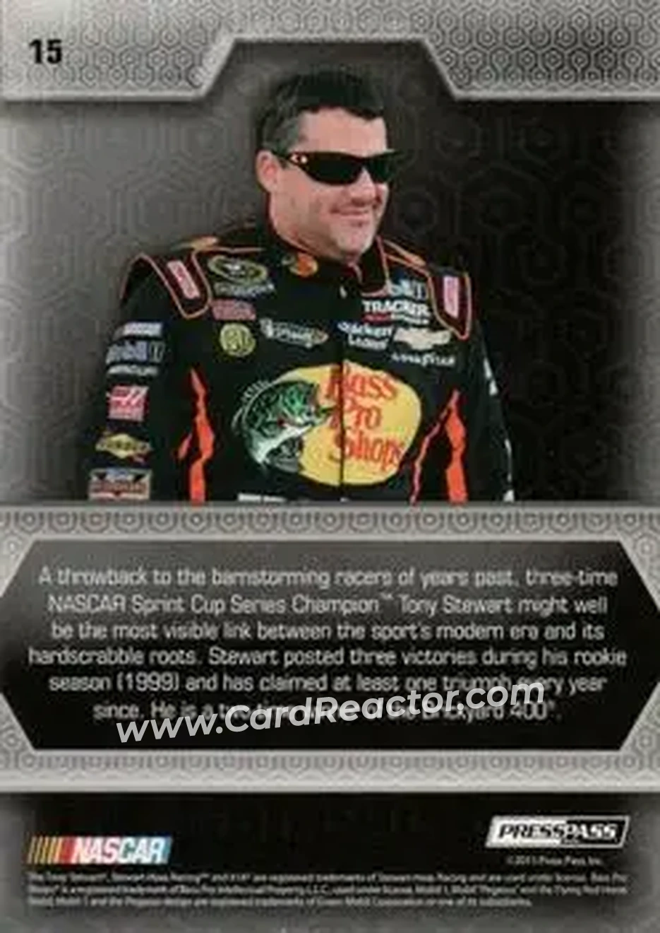 2014 Press Pass Five Star - Holofoil #15 - Tony Stewart - Stewart-Haas Racing - Back