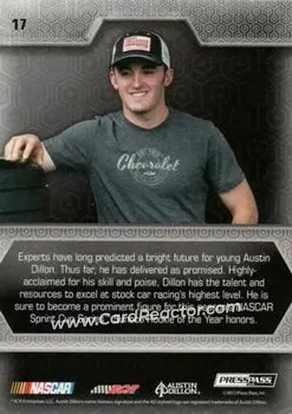 2014 Press Pass Five Star - Holofoil #17 - Austin Dillon - Richard Childress Racing - Back