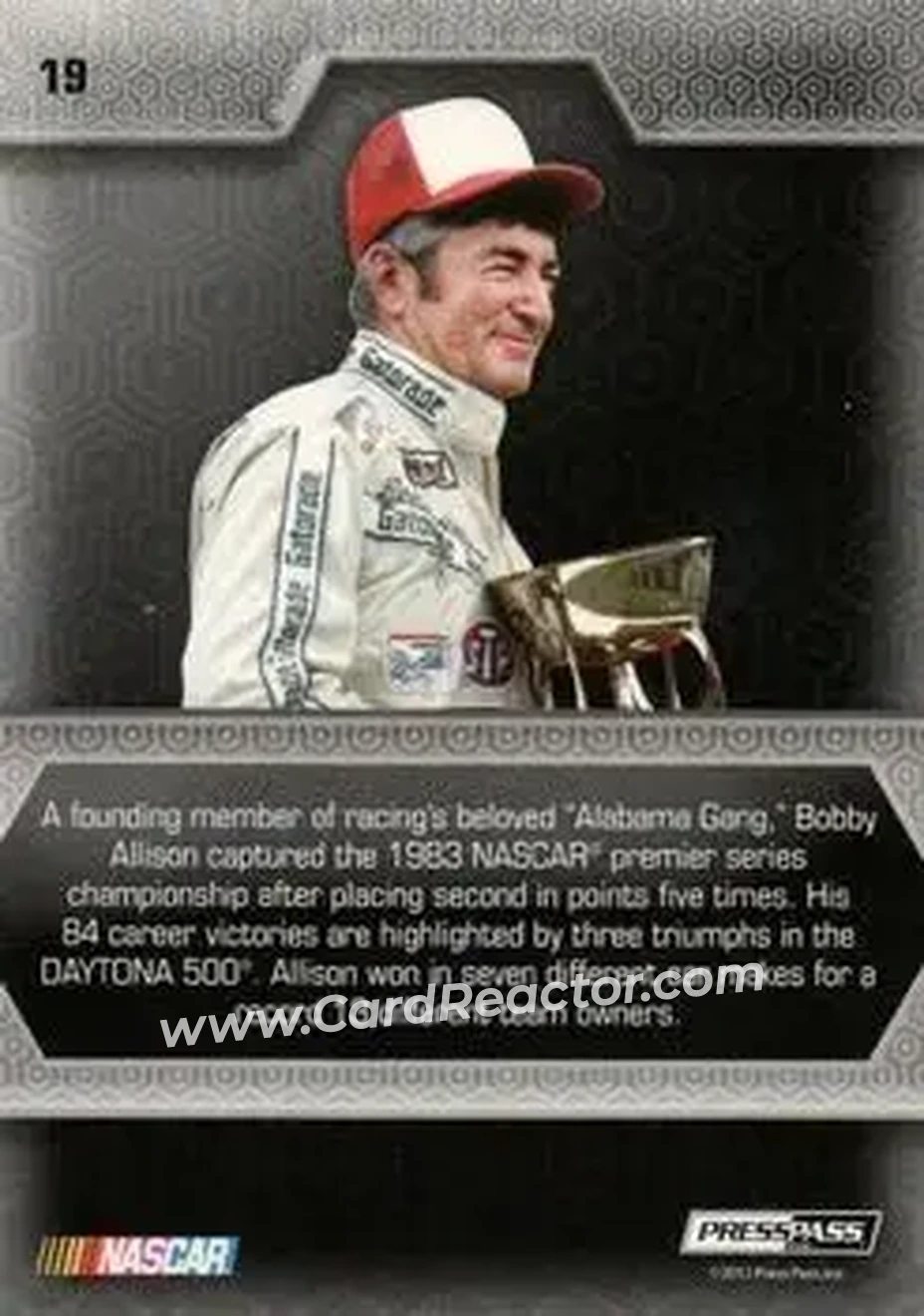 2014 Press Pass Five Star - Holofoil #19 - Bobby Allison - Bobby Allison Racing - Back 2014 Press Pass Five Star - Holofoil #19 - Bobby Allison - Bobby Allison Racing - Back