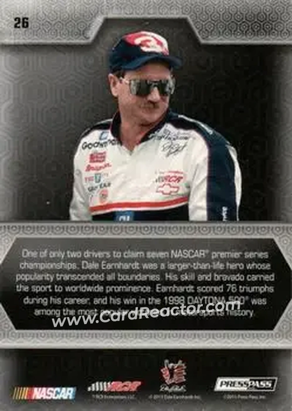 2014 Press Pass Five Star - Holofoil #26 - Dale Earnhardt Sr. - Richard Childress Racing - Back 2014 Press Pass Five Star - Holofoil #26 - Dale Earnhardt Sr. - Richard Childress Racing - Back