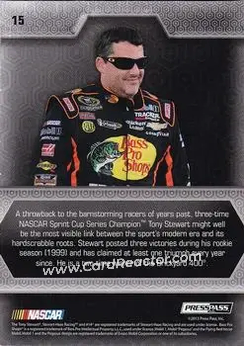 2014 Press Pass Five Star - Blue #15 - Tony Stewart - Stewart-Haas Racing - Back