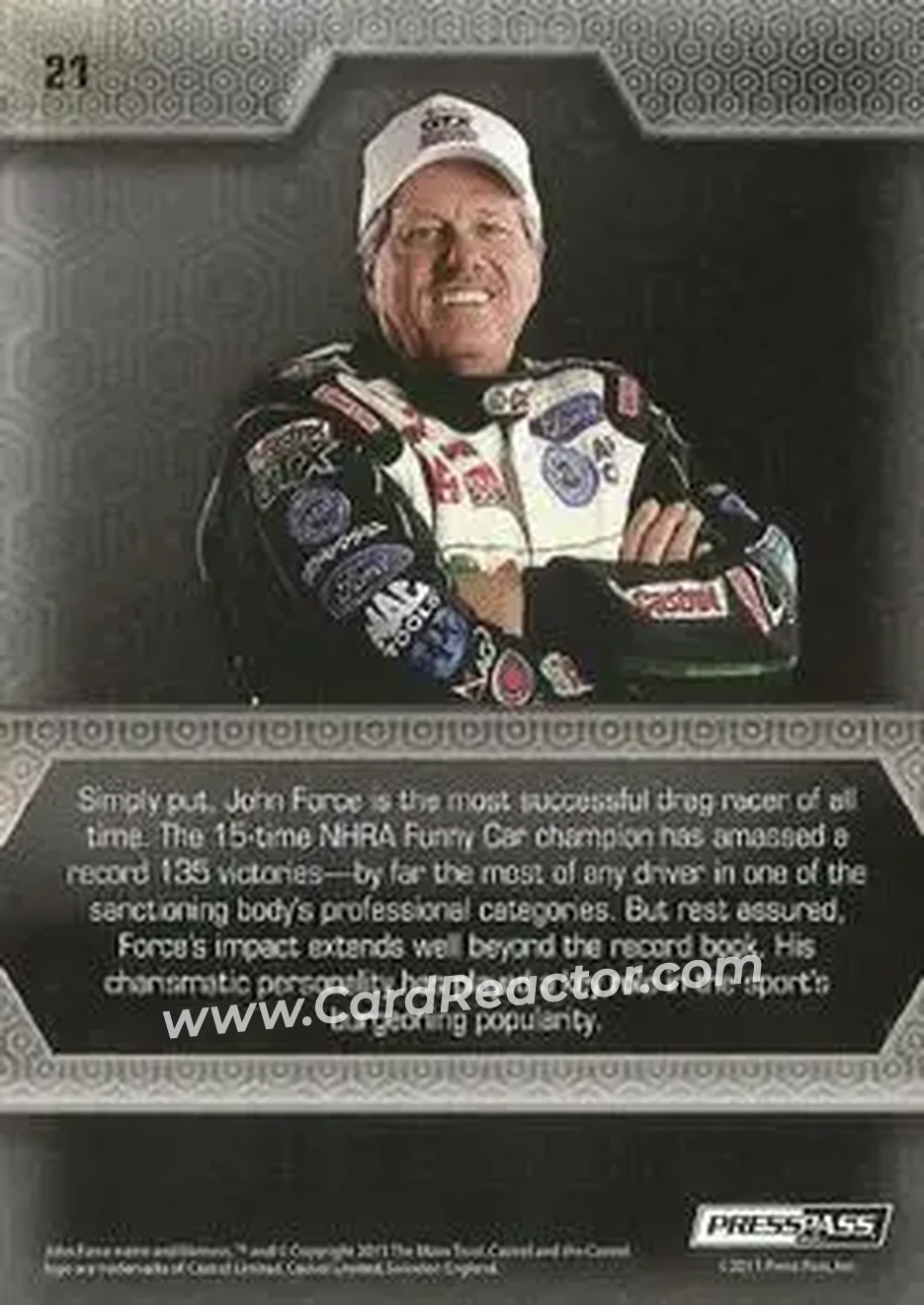 2014 Press Pass Five Star - Blue #21 - John Force - John Force Racing - Back