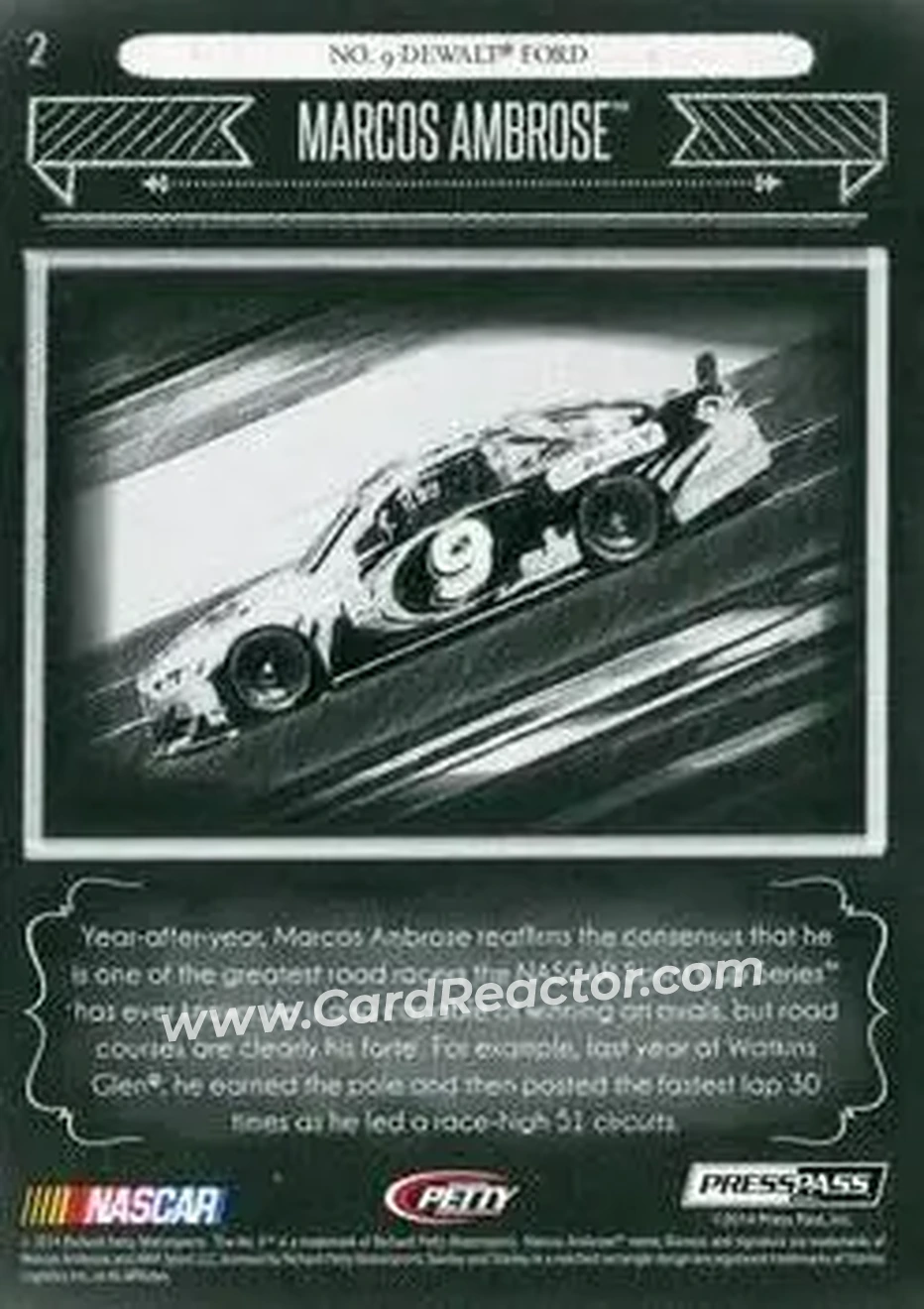 2014 Press Pass Total Memorabilia #2 - Marcos Ambrose - Richard Petty Motorsports - Back