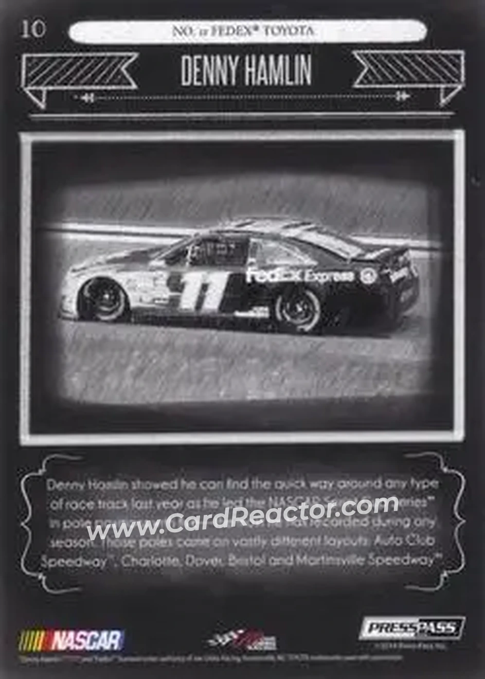 2014 Press Pass Total Memorabilia #10 - Denny Hamlin - Joe Gibbs Racing - Back