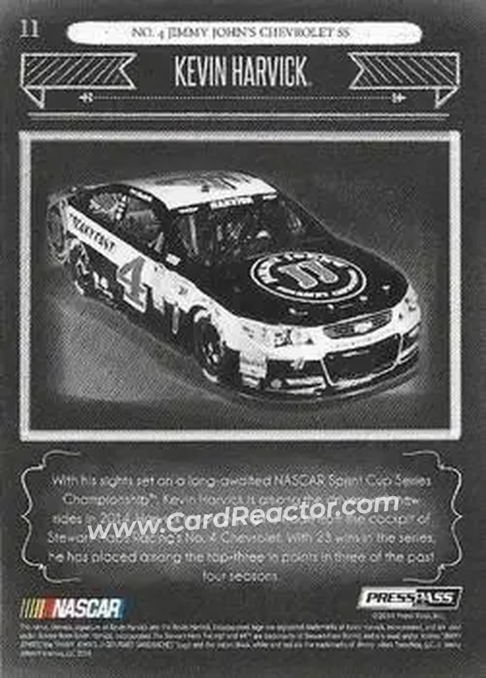 2014 Press Pass Total Memorabilia #11 - Kevin Harvick - Stewart-Haas Racing - Back