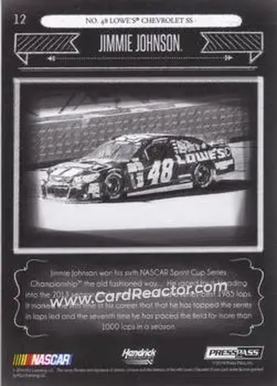 2014 Press Pass Total Memorabilia #12 - Jimmie Johnson - Hendrick Motorsports - Back