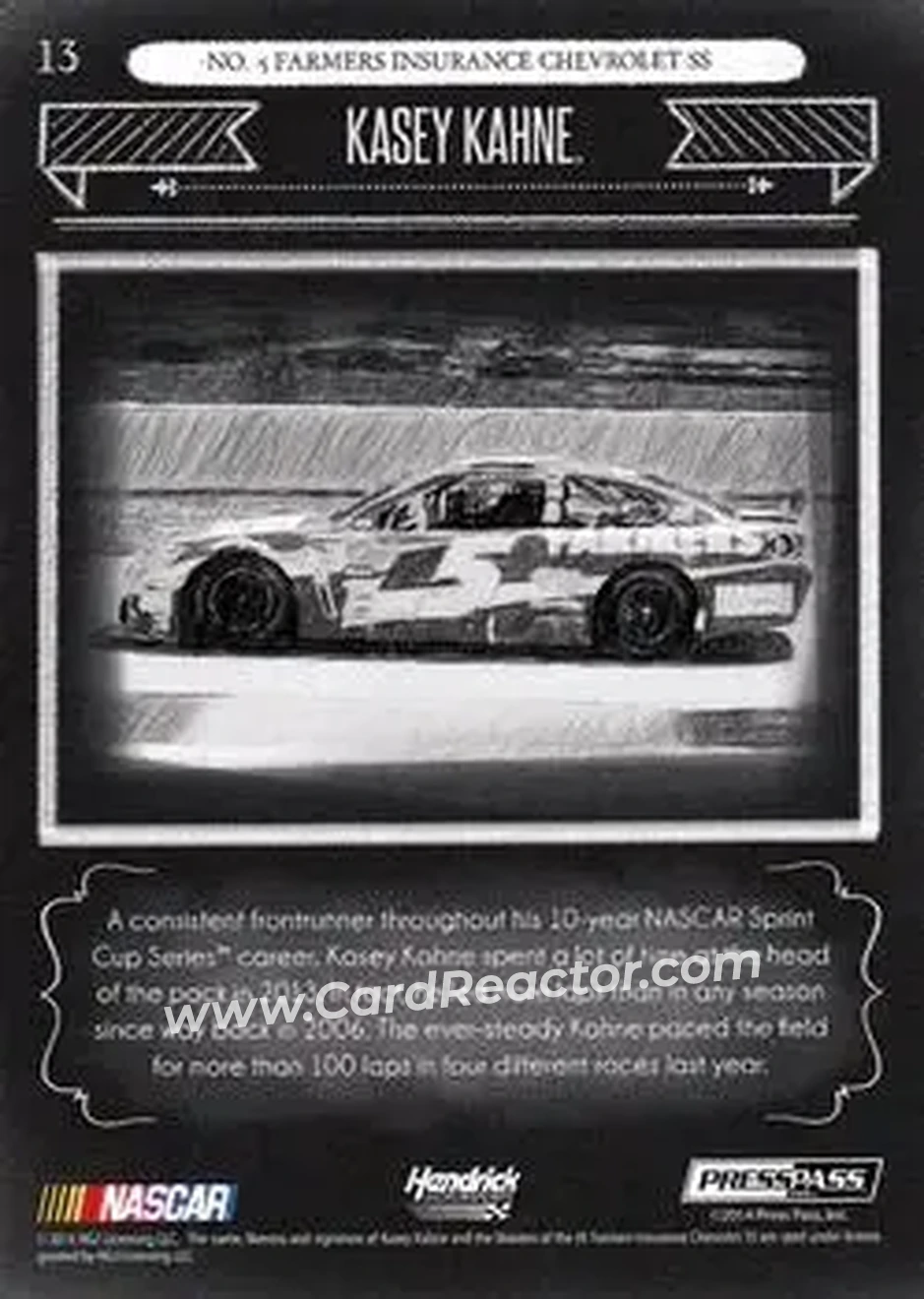 2014 Press Pass Total Memorabilia #13 - Kasey Kahne - Hendrick Motorsports - Back
