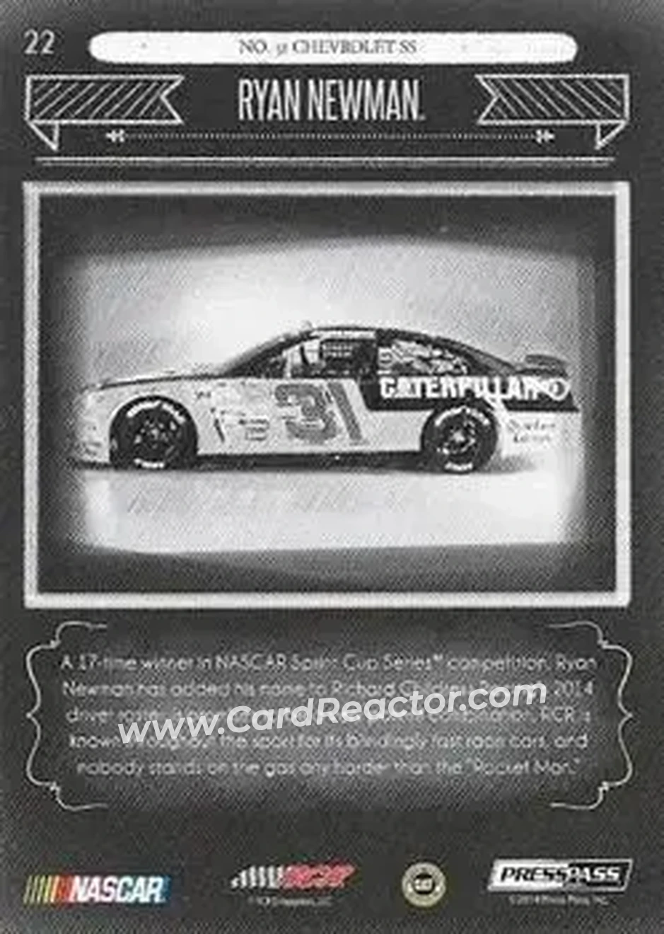 2014 Press Pass Total Memorabilia #22 - Ryan Newman - Richard Childress Racing - Back