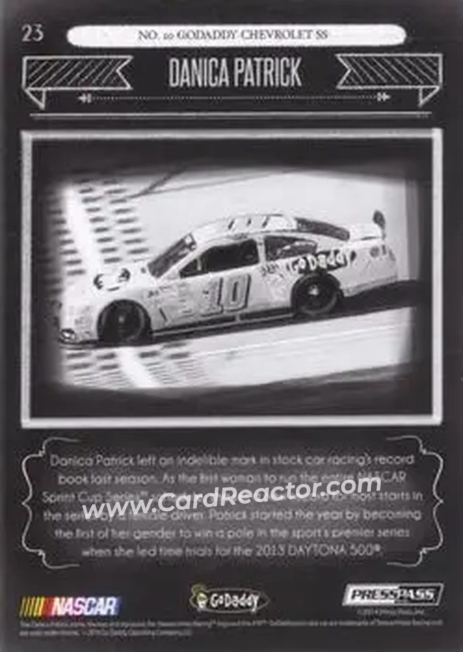 2014 Press Pass Total Memorabilia #23 - Danica Patrick - Stewart-Haas Racing - Back