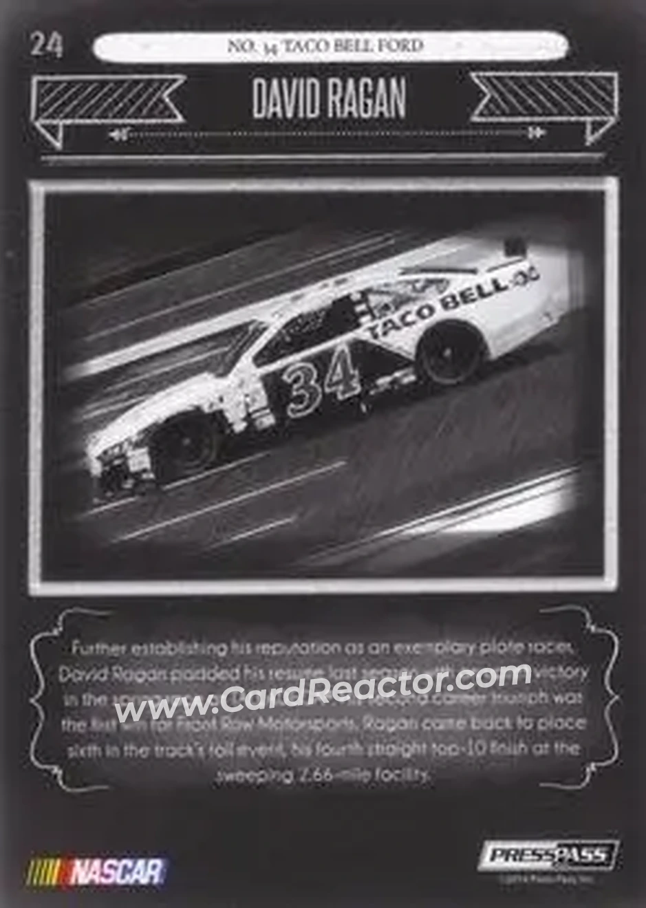 2014 Press Pass Total Memorabilia #24 - David Ragan - Front Row Motorsports - Back