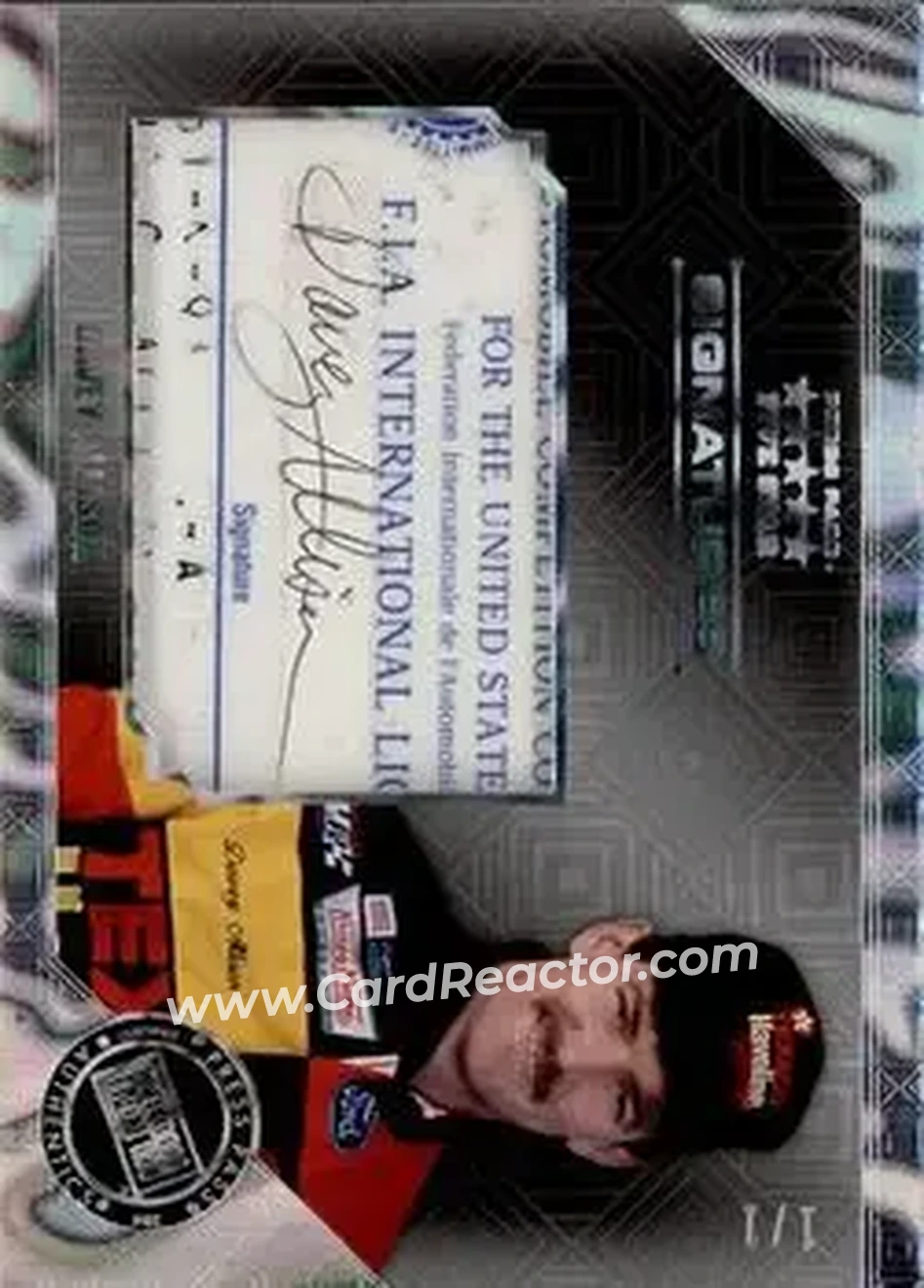 2014 Press Pass Five Star - Cut Signatures #FSC-DA - Davey Allison - Robert Yates Racing - Front 2014 Press Pass Five Star - Cut Signatures #FSC-DA - Davey Allison - Robert Yates Racing - Front