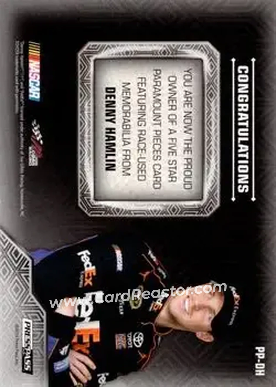 2014 Press Pass Five Star - Paramount Pieces Gold #PP-DH - Denny Hamlin - Joe Gibbs Racing - Back