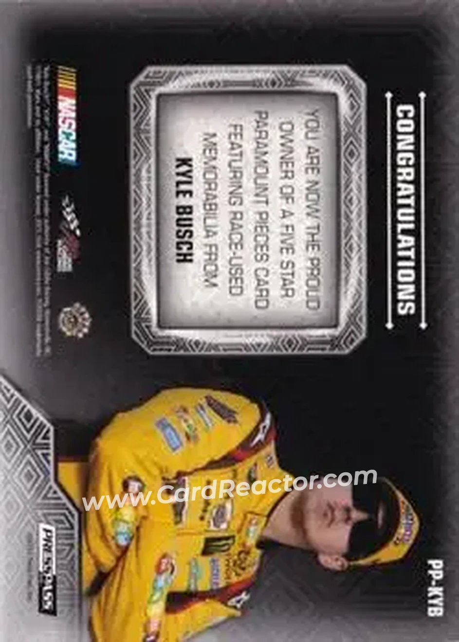 2014 Press Pass Five Star - Paramount Pieces Gold #PP-KYB - Kyle Busch - Joe Gibbs Racing - Back