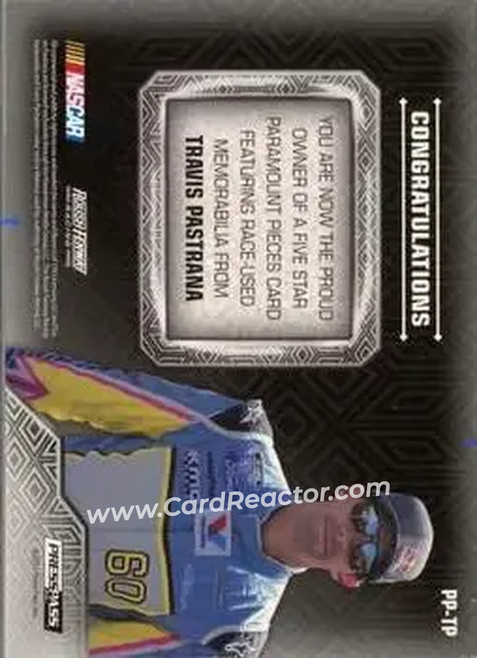 2014 Press Pass Five Star - Paramount Pieces Gold #PP-TP - Travis Pastrana - Roush Fenway Racing - Back