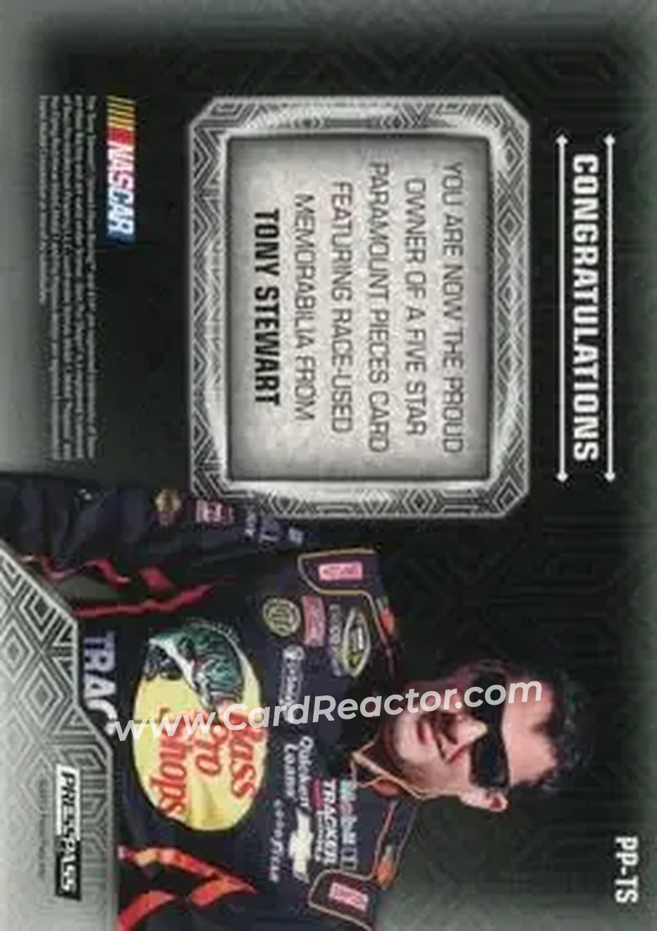 2014 Press Pass Five Star - Paramount Pieces Gold #PP-TS - Tony Stewart - Stewart-Haas Racing - Back