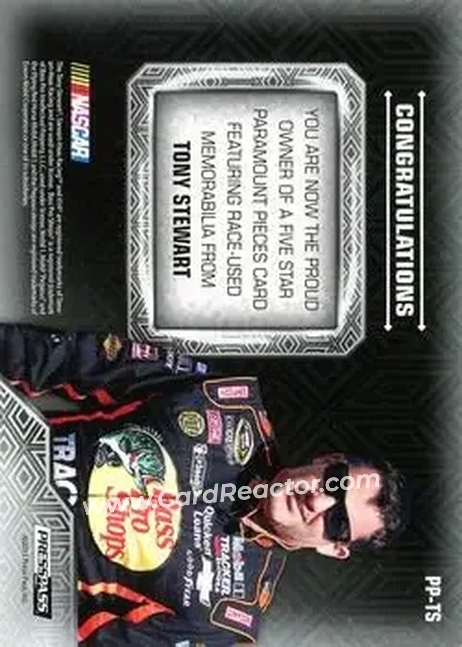2014 Press Pass Five Star - Paramount Pieces Holofoil #PP-TS - Tony Stewart - Stewart-Haas Racing - Back