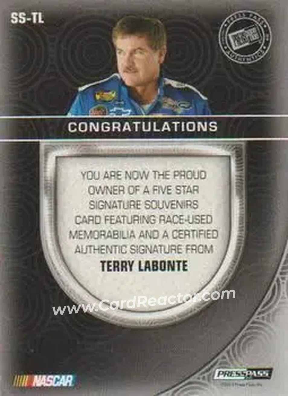 2014 Press Pass Five Star - Signature Souvenirs Gold #SS-TL - Terry Labonte - Hendrick Motorsports - Back