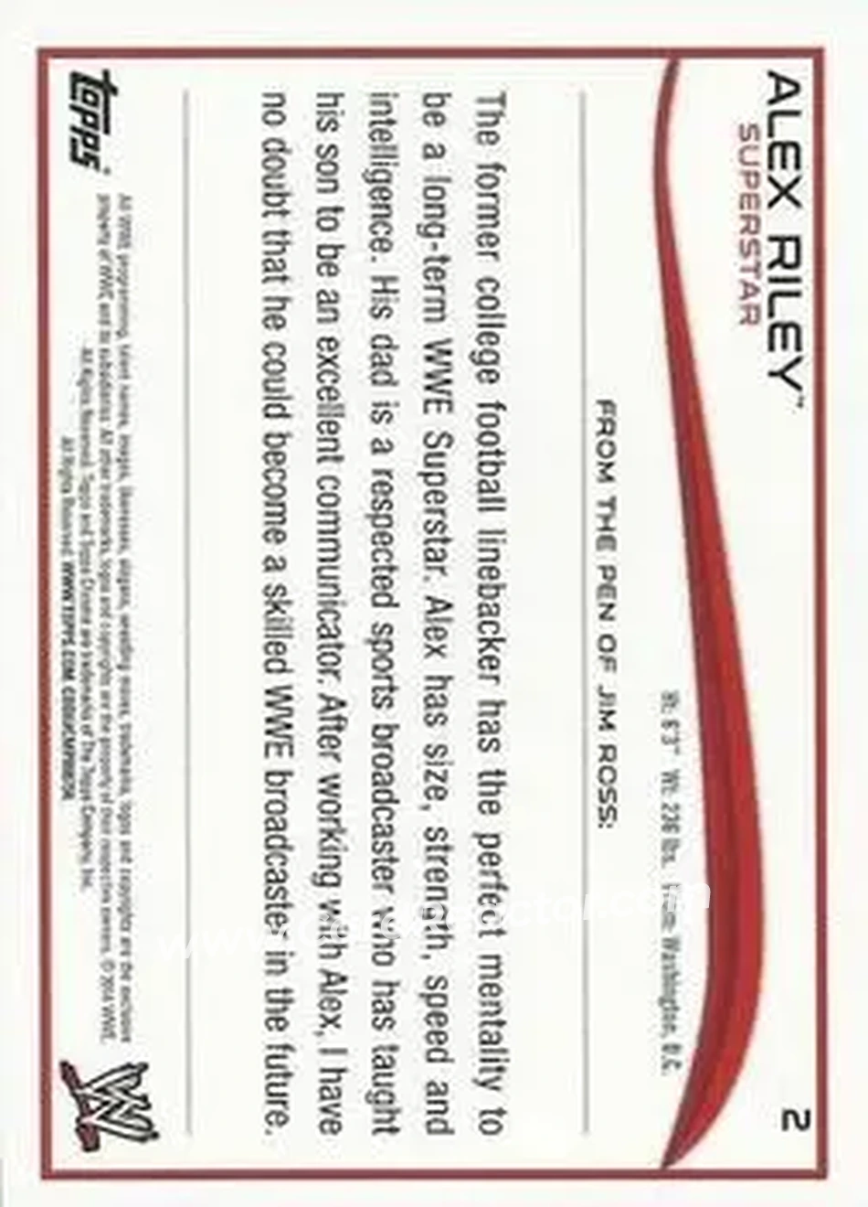 2014 Topps Chrome WWE #2 - Alex Riley - Back