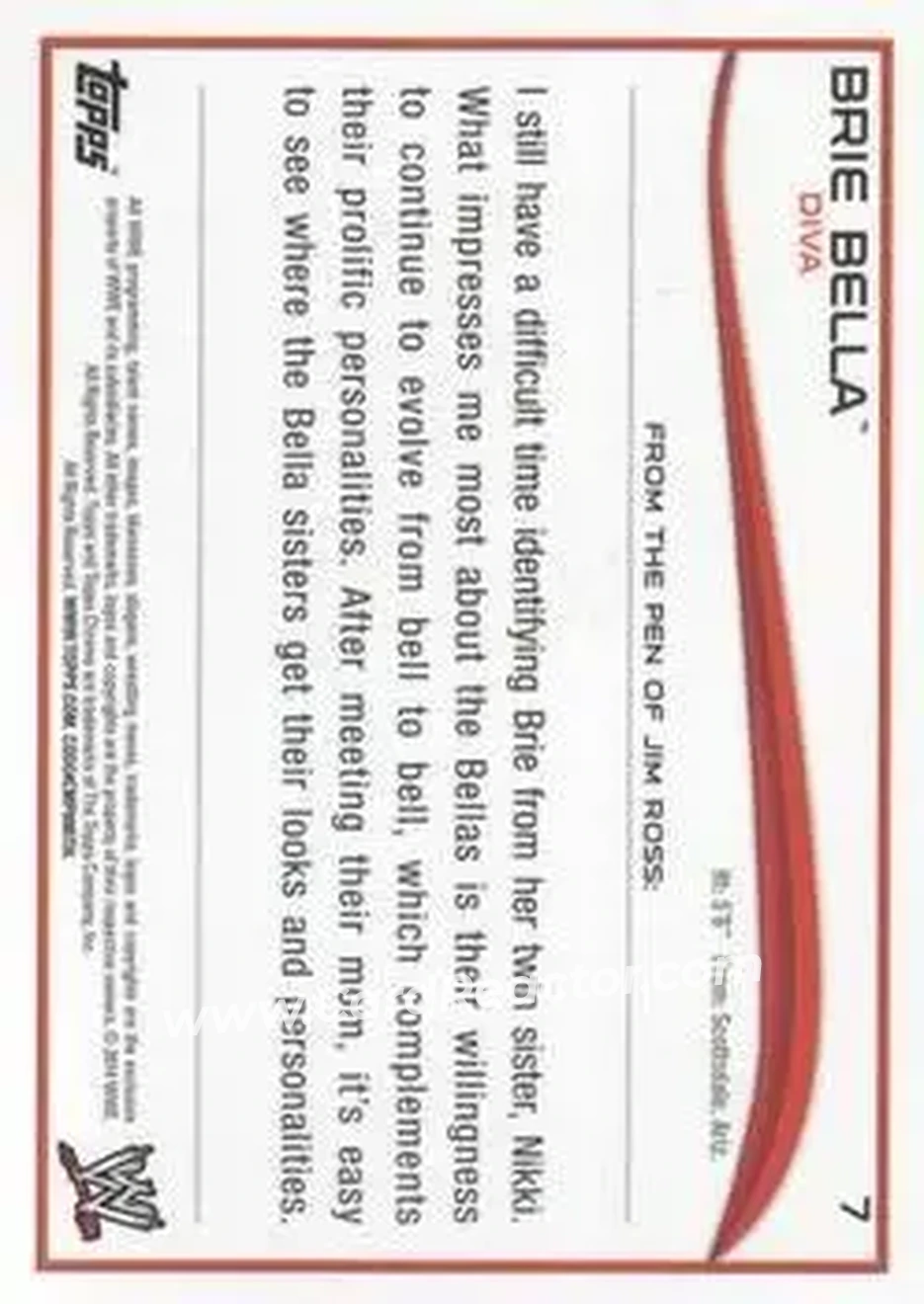 2014 Topps Chrome WWE #7 - Brie Bella - Back