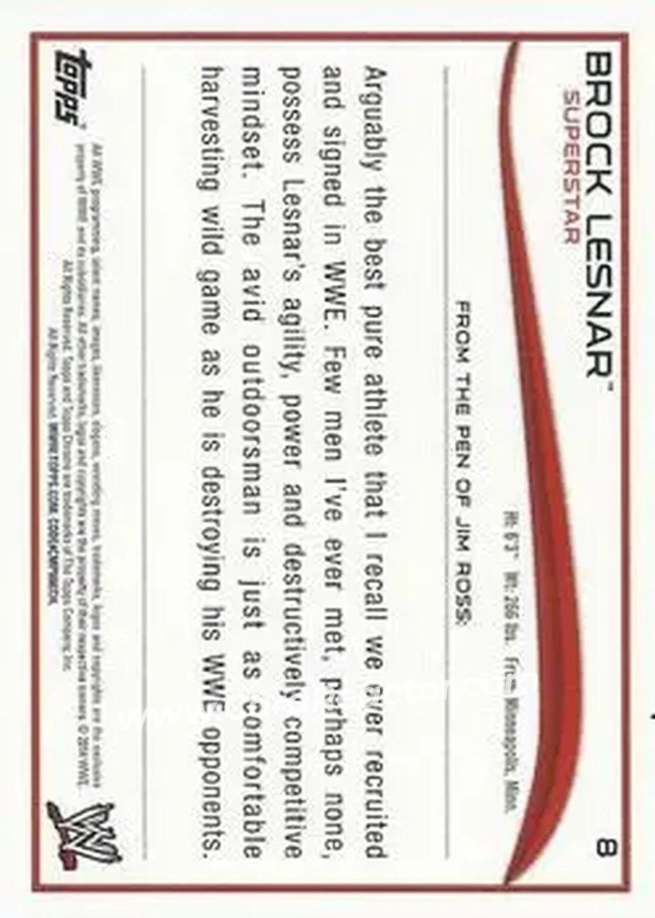 2014 Topps Chrome WWE #8 - Brock Lesnar - Back