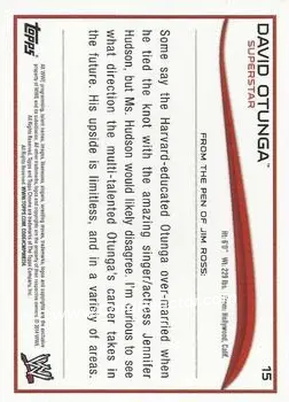 2014 Topps Chrome WWE #15 - David Otunga - Back