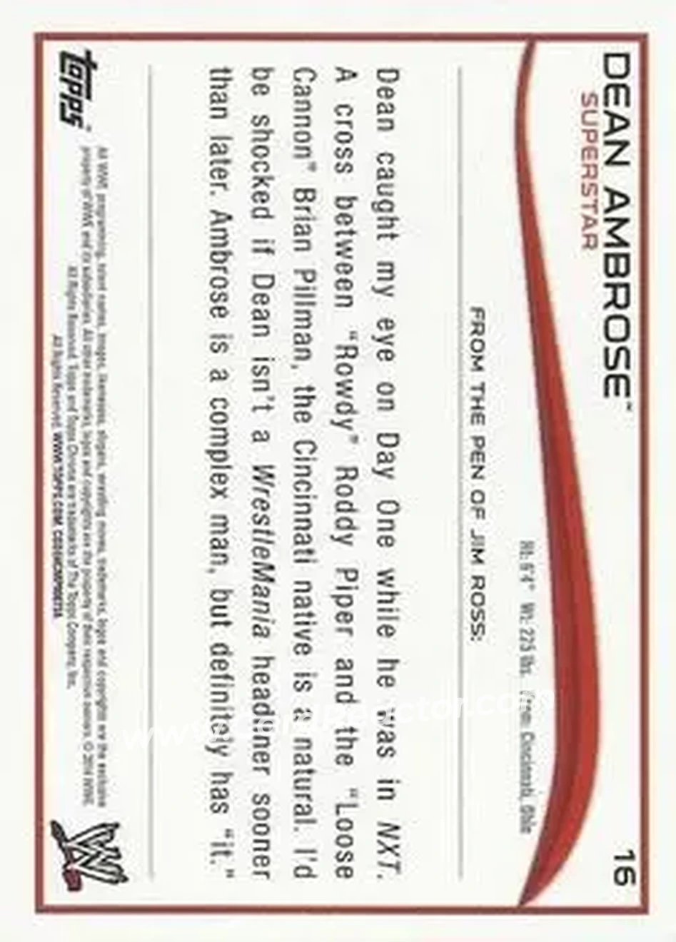 2014 Topps Chrome WWE #16 - Jon Moxley - Back