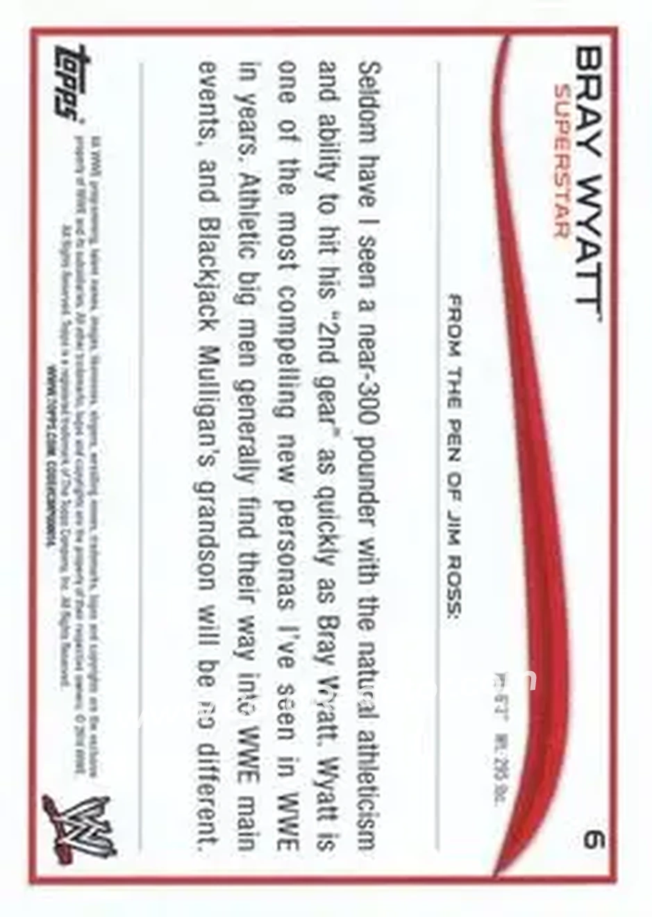 2014 Topps WWE #6 - "The Fiend" Bray Wyatt - Back