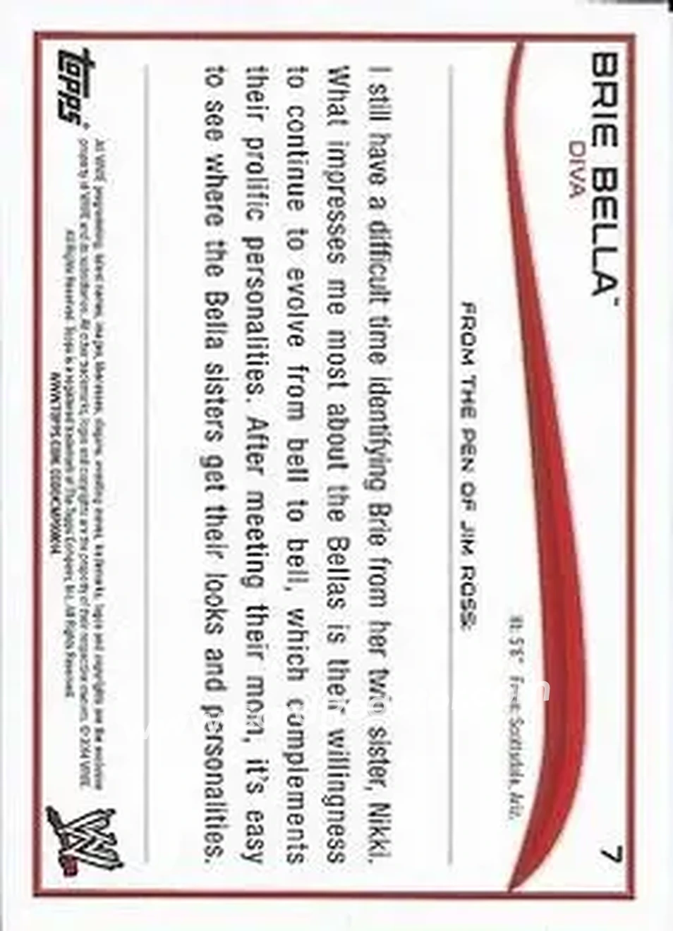 2014 Topps WWE #7 - Brie Bella - Back