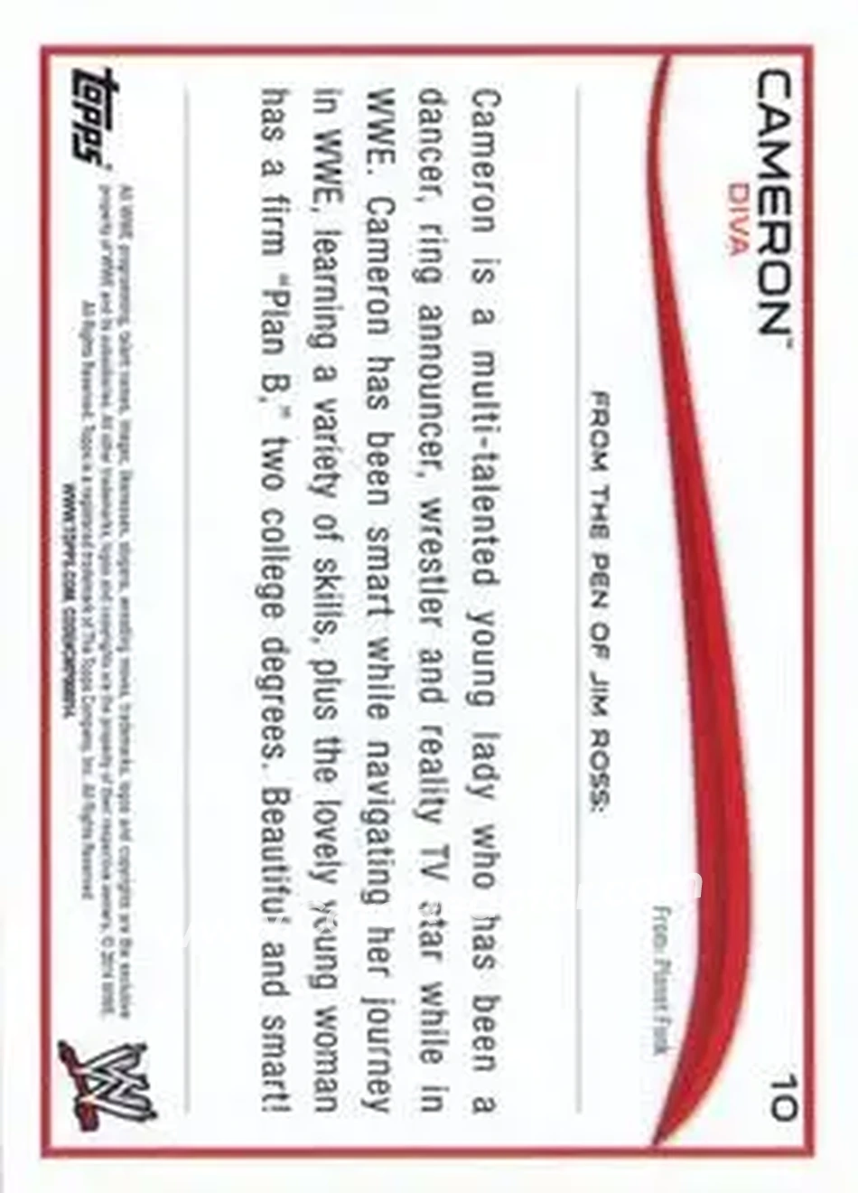 2014 Topps WWE #10 - Cameron - Back