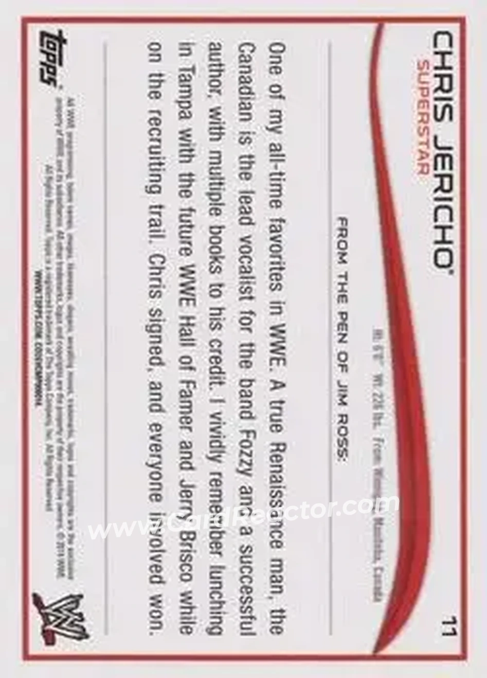 2014 Topps WWE #11 - Chris Jericho - Back
