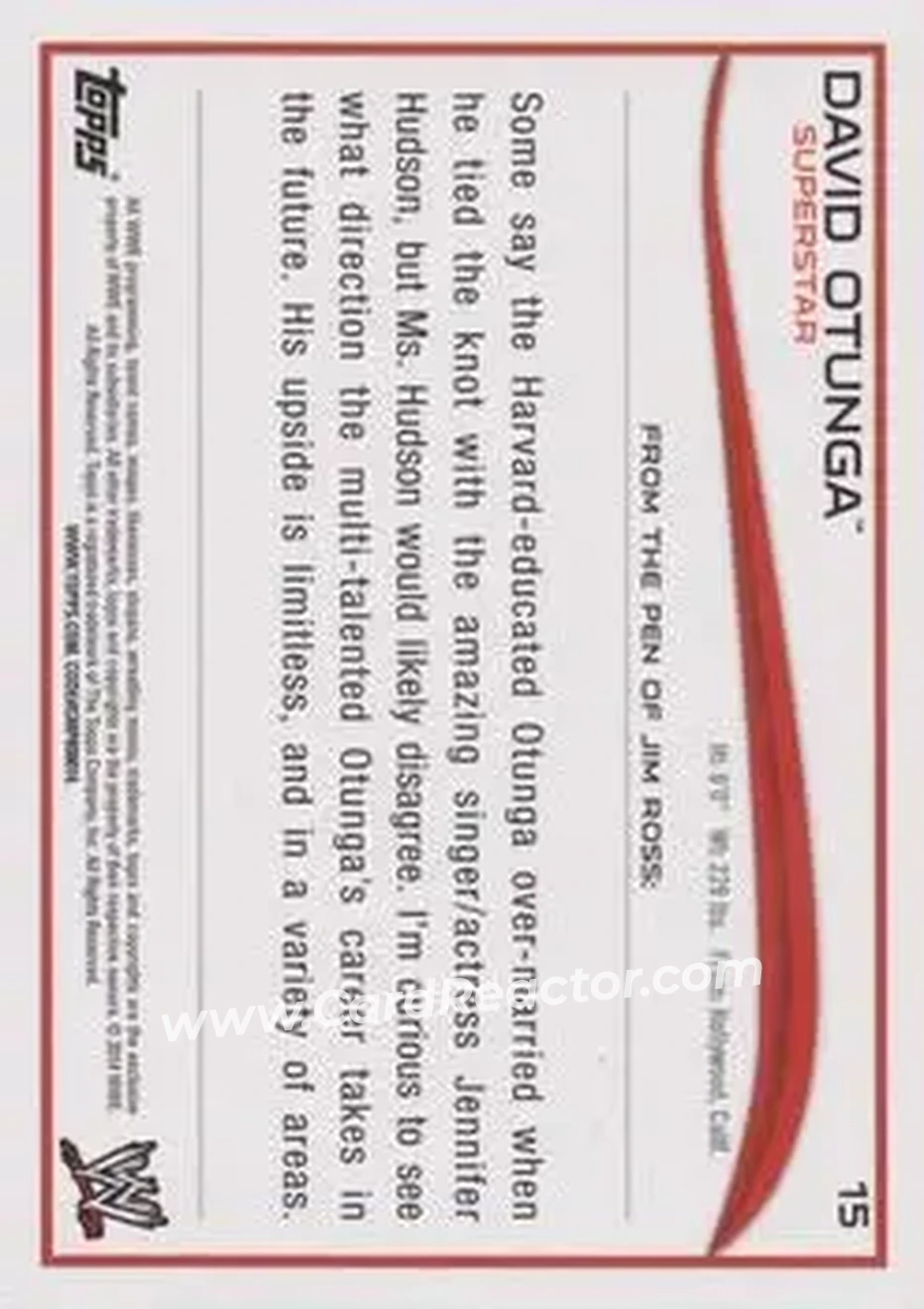 2014 Topps WWE #15 - David Otunga - Back
