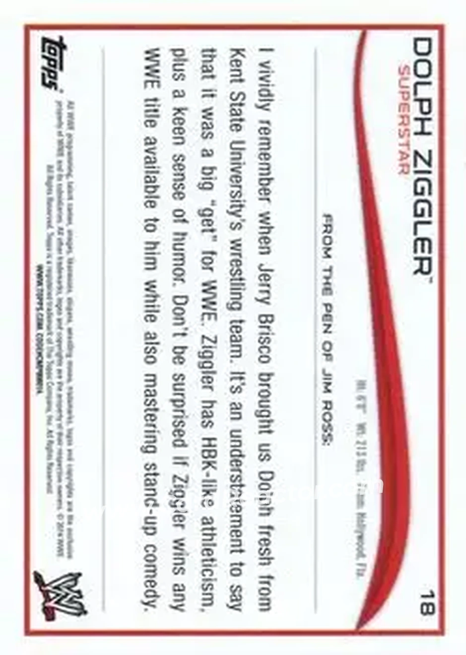 2014 Topps WWE #18 - Dolph Ziggler - Back