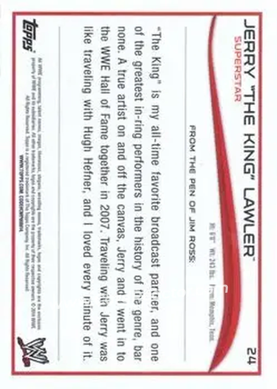 2014 Topps WWE #24 - Jerry Lawler - Back