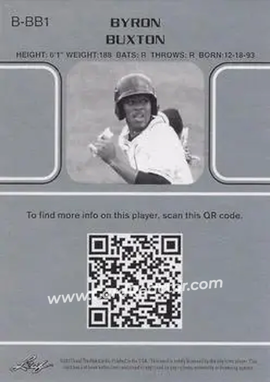 2013 Leaf Memories #B-BB1 - Byron Buxton - Back