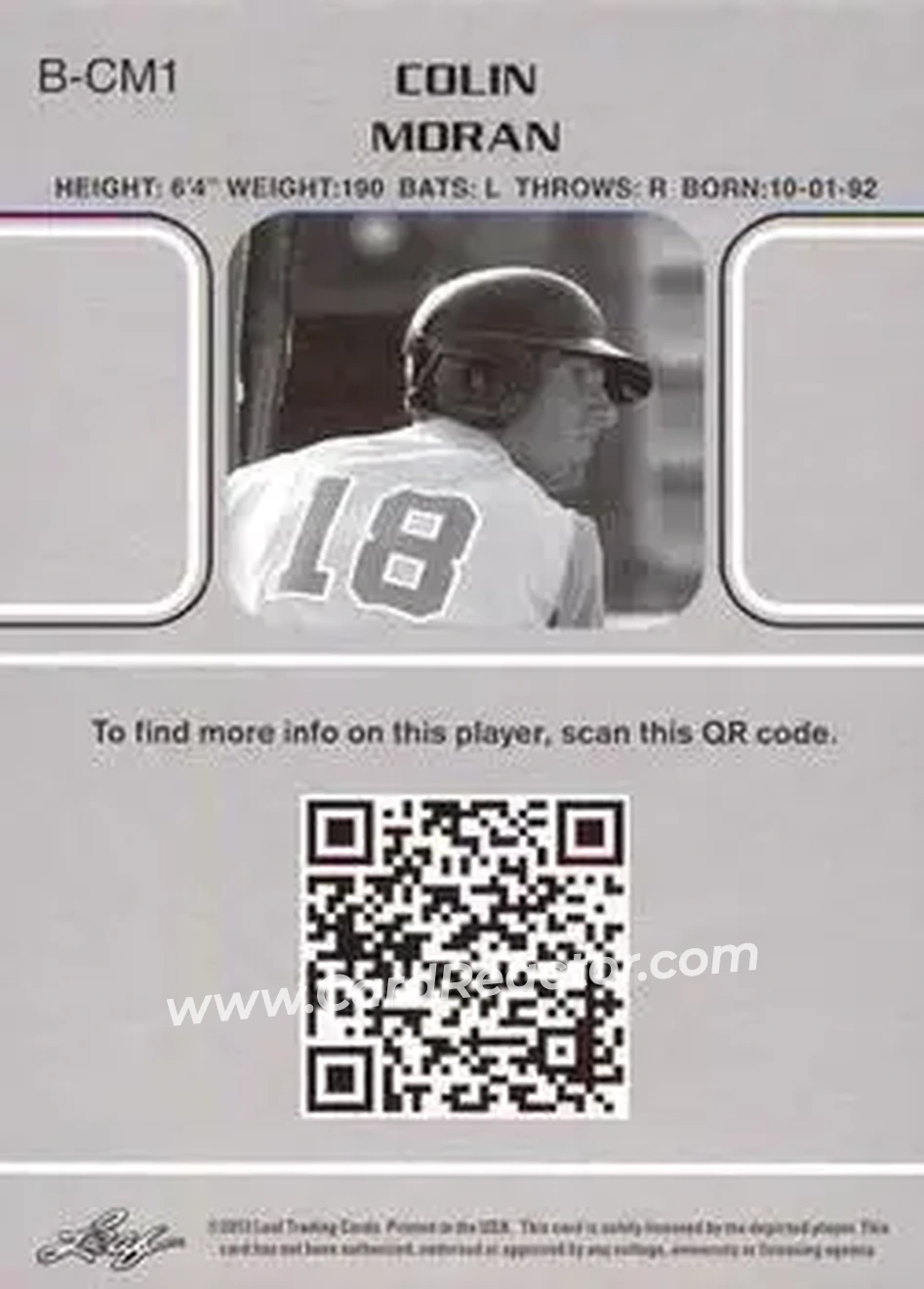 2013 Leaf Memories #B-CM1 - Colin Moran - Back