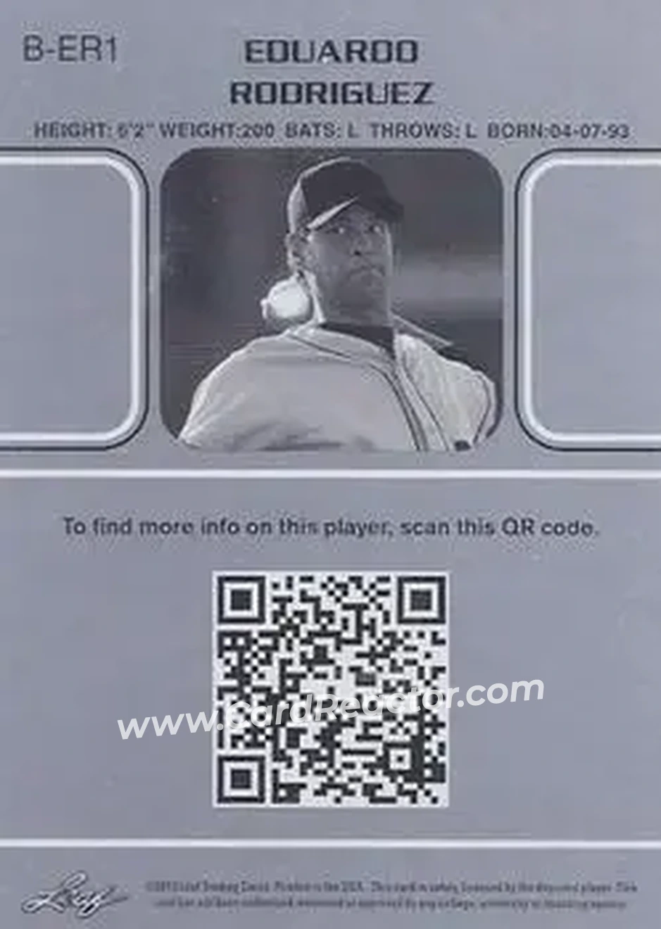 2013 Leaf Memories #B-ER1 - Eduardo Rodriguez - Back