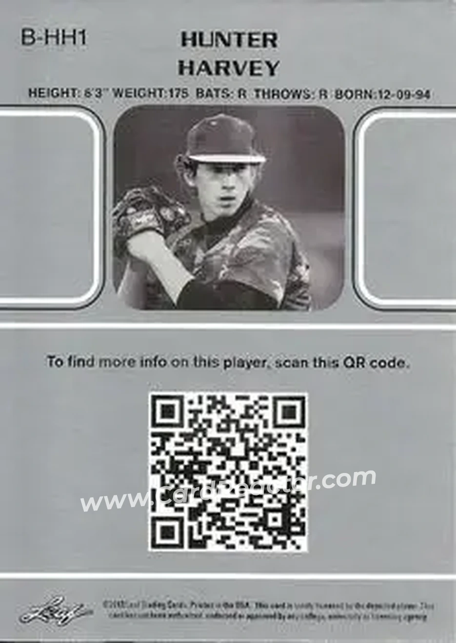 2013 Leaf Memories #B-HH1 - Hunter Harvey - Back