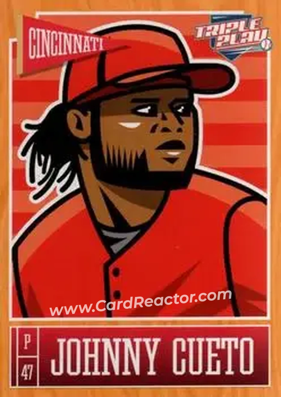 2013 Panini Triple Play #21 - Johnny Cueto - Cincinnati Reds - Front