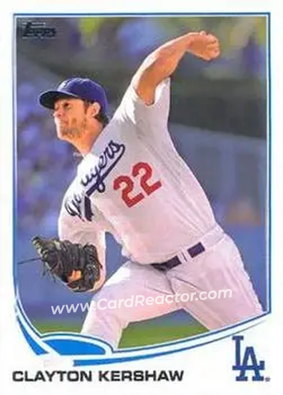 2013 Topps #22 - Clayton Kershaw - Los Angeles Dodgers - Front