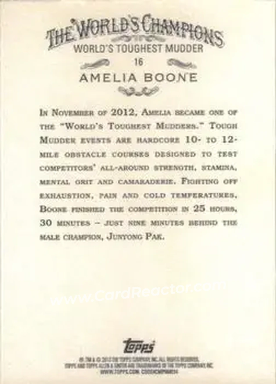 2013 Topps Allen & Ginter #16 - Amelia Boone - Back