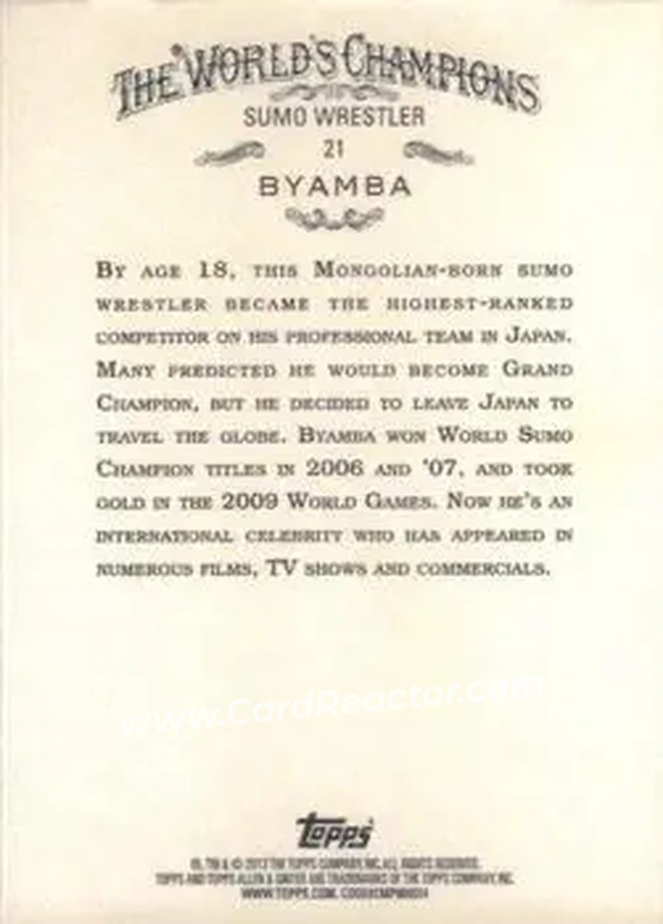 2013 Topps Allen & Ginter #21 - Byamba - Back