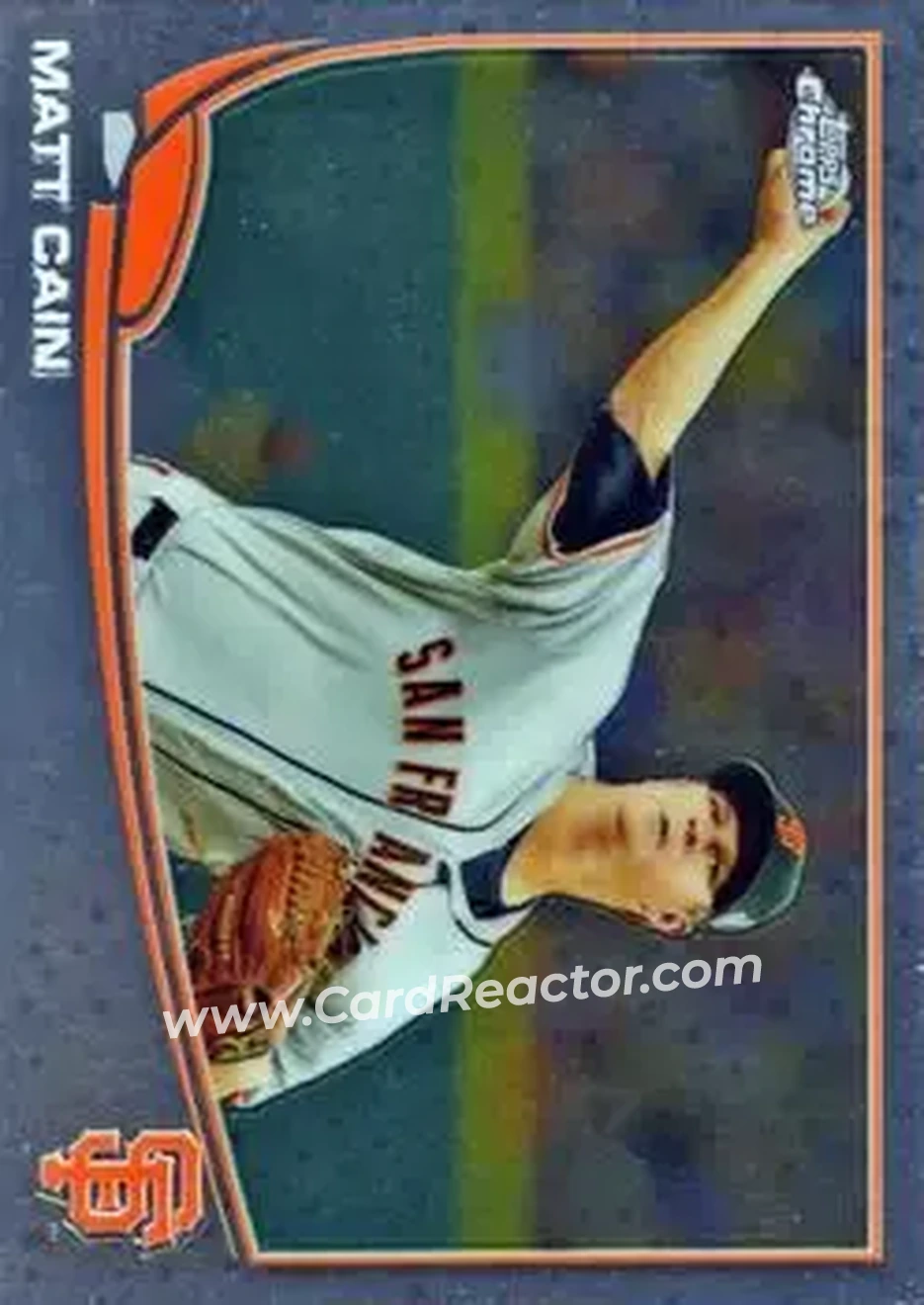 2013 Topps Chrome #8 - Matt Cain - San Francisco Giants - Front 2013 Topps Chrome #8 - Matt Cain - San Francisco Giants - Front