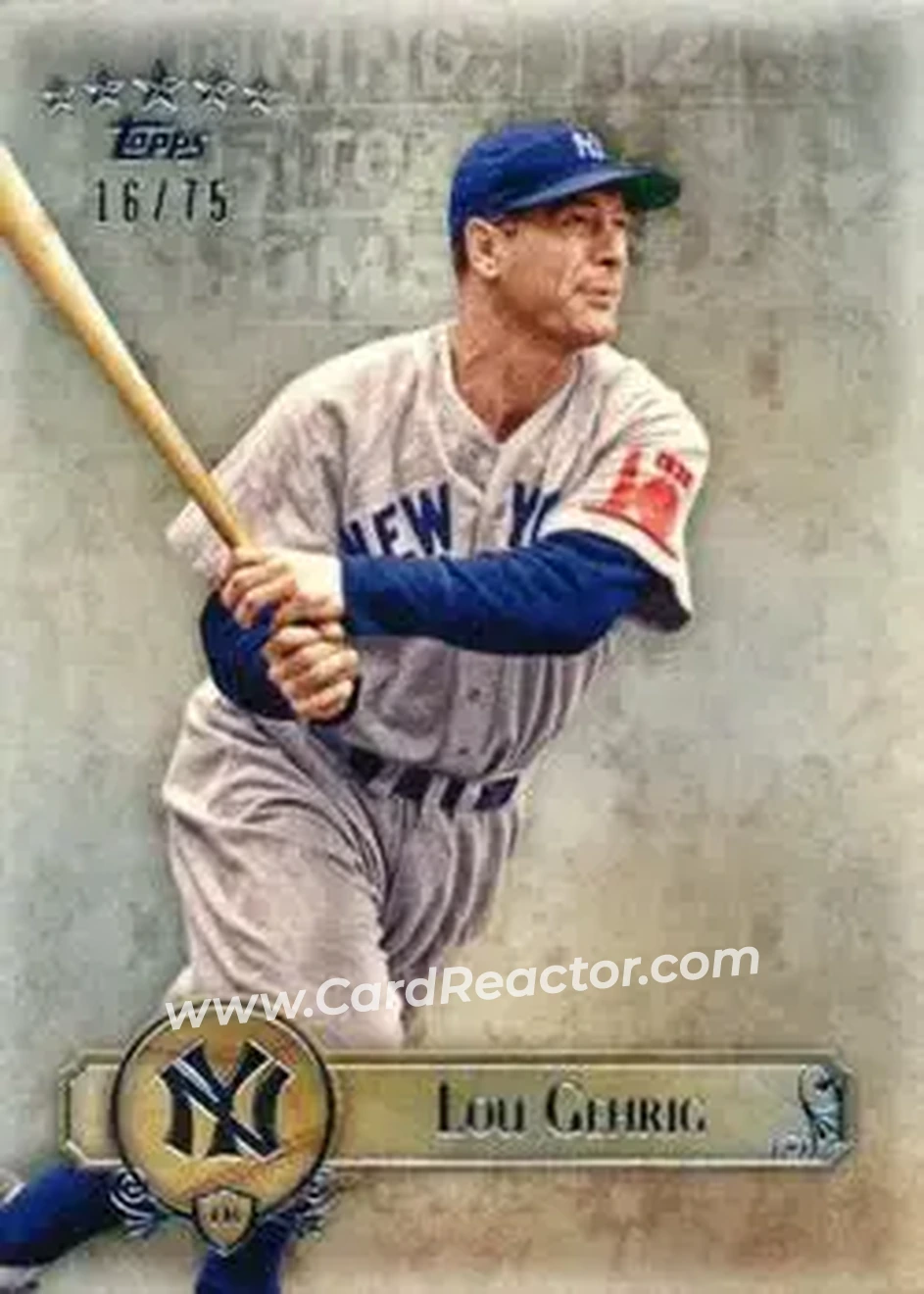 2013 Topps Five Star #12 - Lou Gehrig - New York Yankees - Front 2013 Topps Five Star #12 - Lou Gehrig - New York Yankees - Front