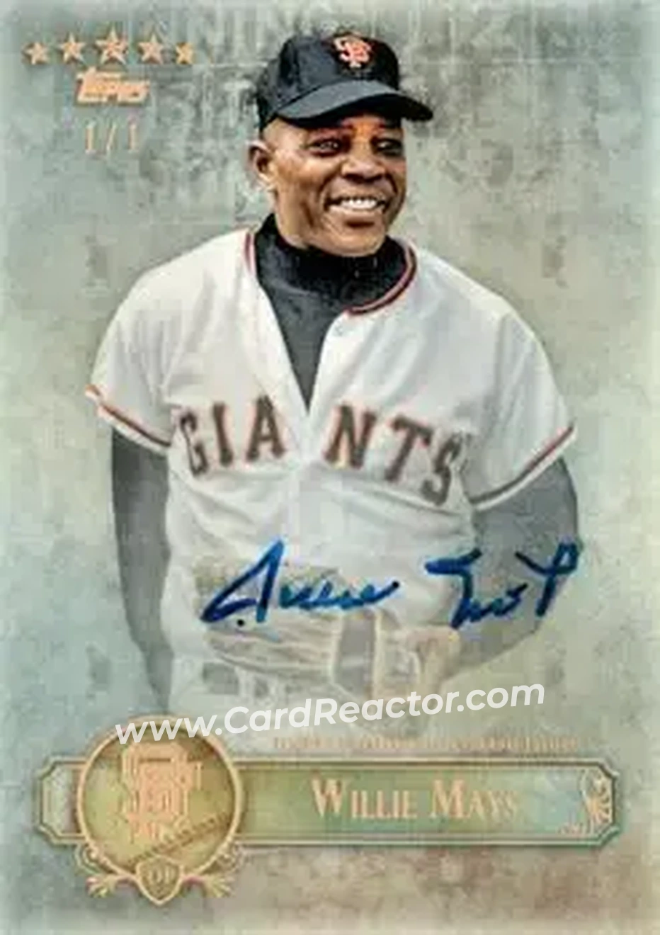 2013 Topps Five Star - Autographs Five Star 1/1 #FSBA-WMA - Willie Mays - San Francisco Giants - Front